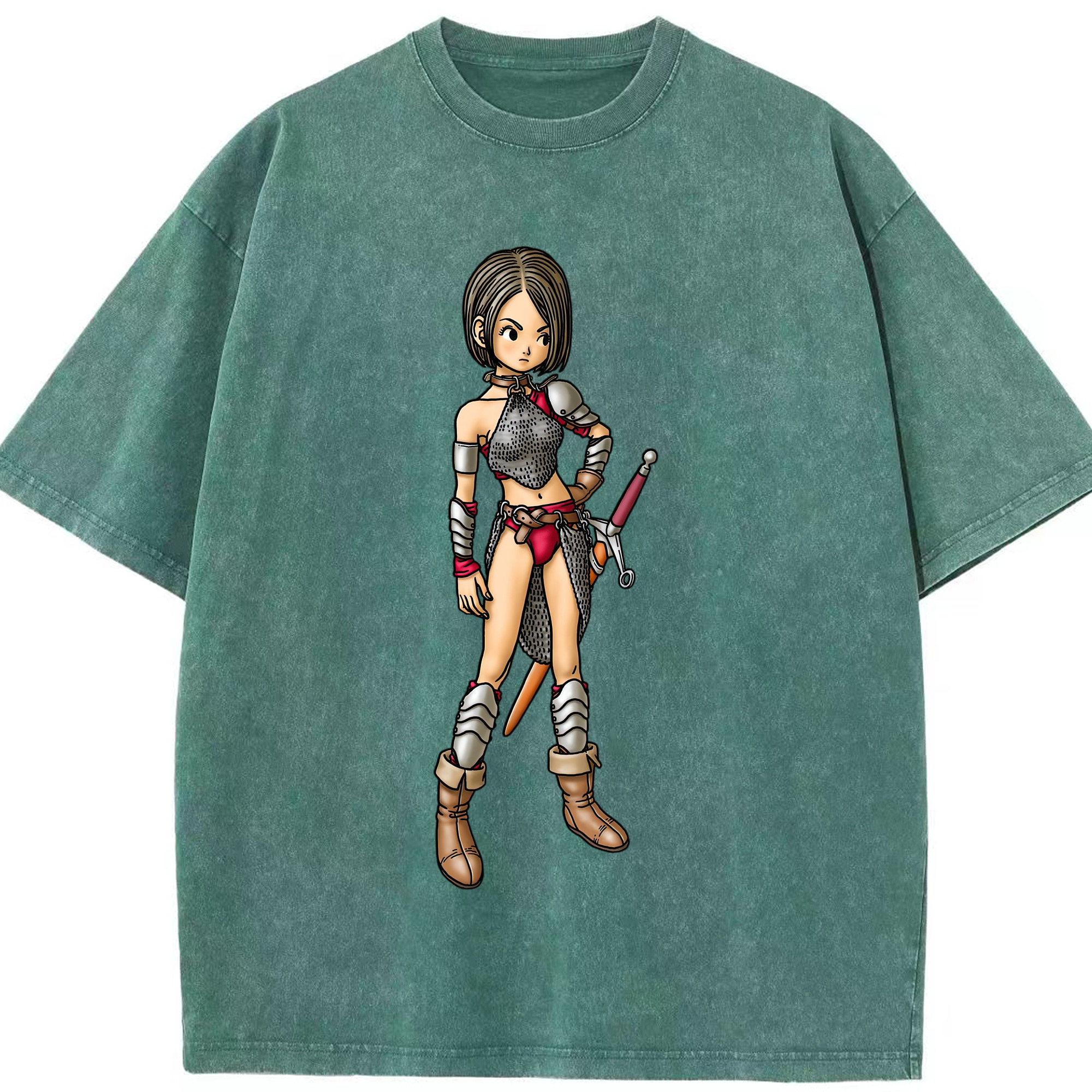 （画像用） ドラゴンクエスト Doragon Kuesuto Dragon Quest 綿100% ヴィンテージ風 半袖Tシャツ（フロントプリント）